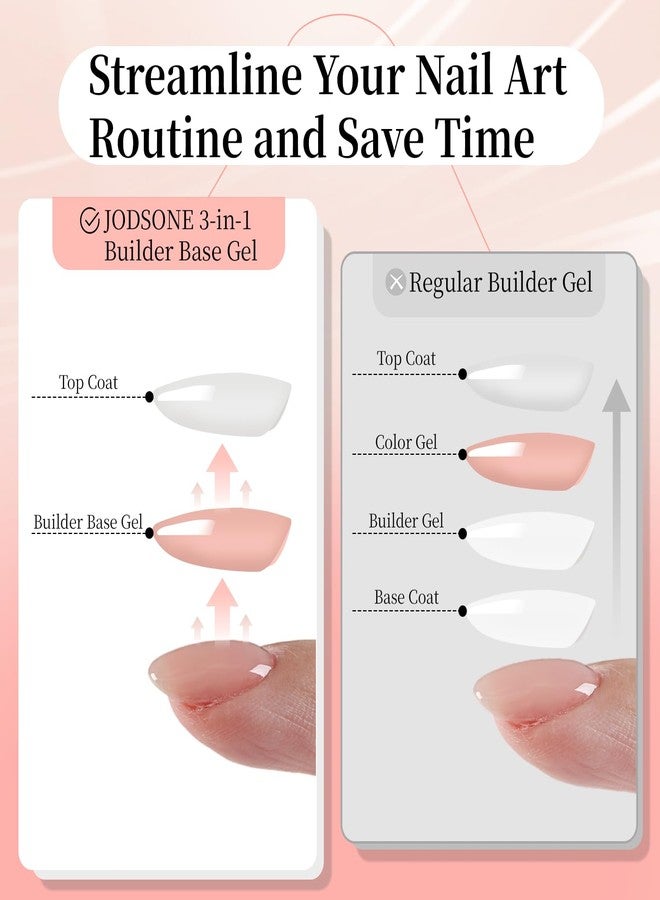 JODSONE Rubber Base Builder Gel for Nails,16.5ML 3-in-1 Nude Pink Rubber Base Gel Polish,Base Color & Builder Gel for Nails in One,for Nail Thickening Solution Strengthen,Apex Building,Enhance - Image 5
